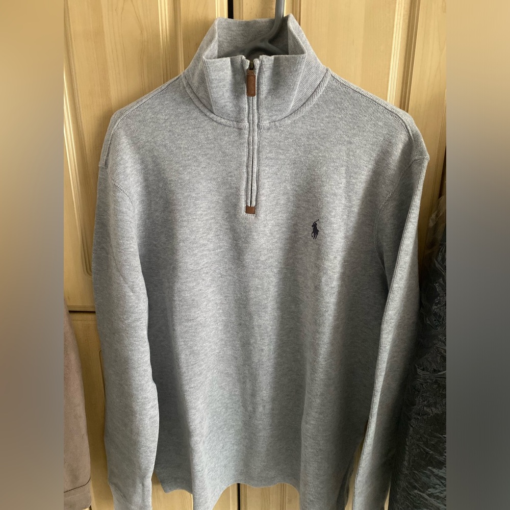Ralph Lauren Light Gray Quarter Zip Sweater
